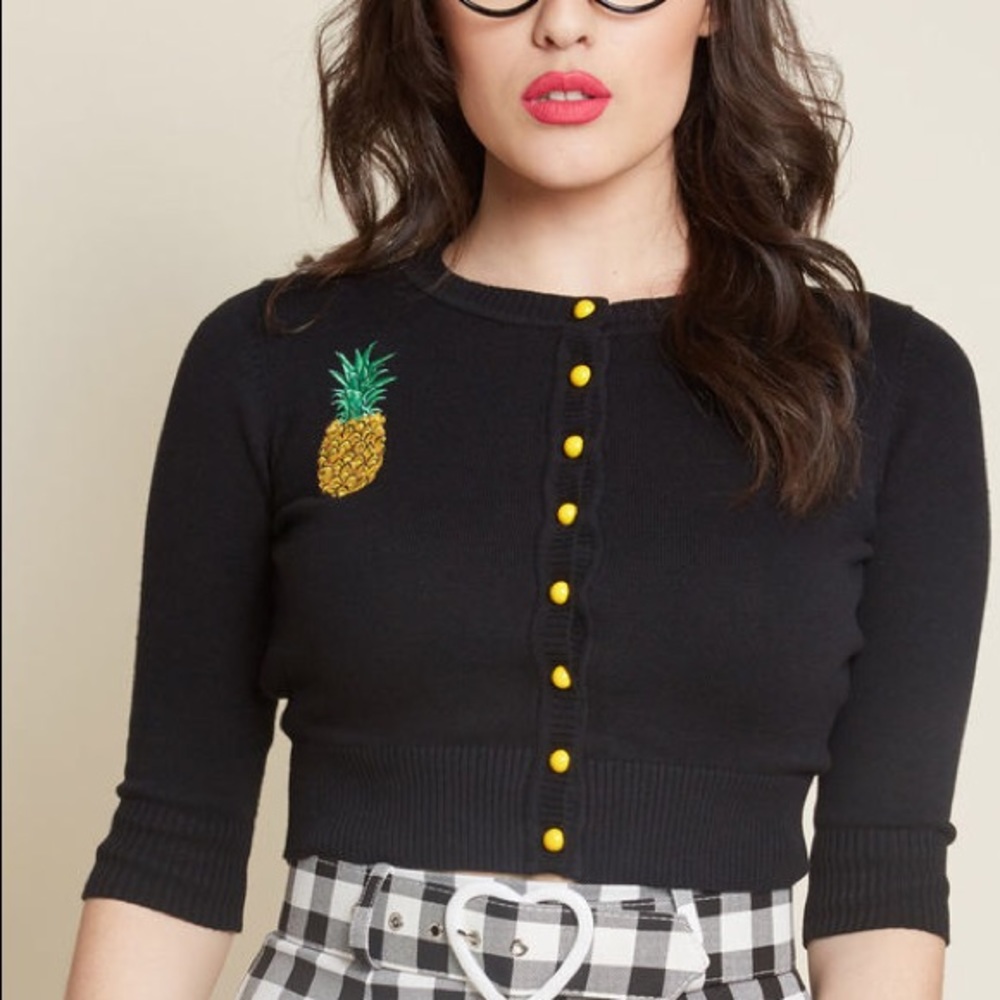 ModCloth Lucy Pineapple Cropped Cardigan